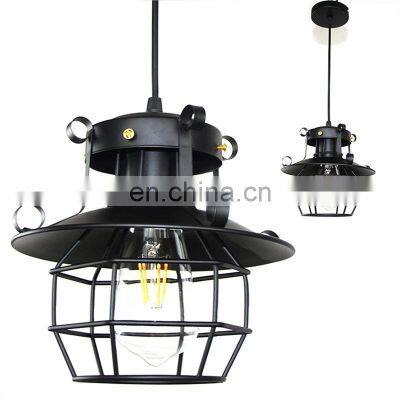 Industrial Retro Black Loft Iron Industry led vintage light metal pendant led retractable chandelier light