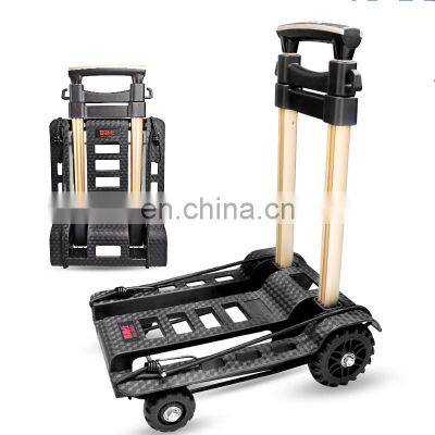 Mute wheel foldable small trolley aluminum trolley old travel shopping to move goods to buy food