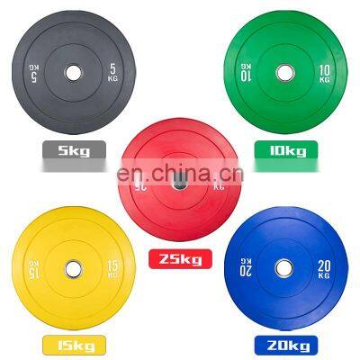 Gym 20kg Rubber Coated 45 Lbs Weight Plates Black Rubber Weight Bumper Plate photo-2