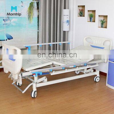 Epoxy Coated Medical 4 Section Frame Abs Hospital Bed With Collapsible Stainless Steel And Aluminum Alloy Guardrails