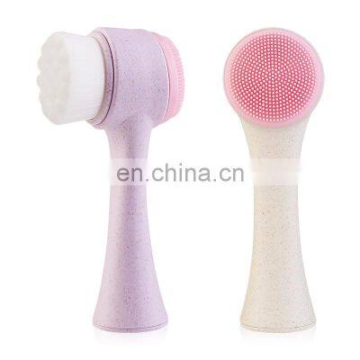 Eco Friendly Biodegradable Korean Facial Cleansing Brush With Silicone Massage Brushes For Deep Cleaning