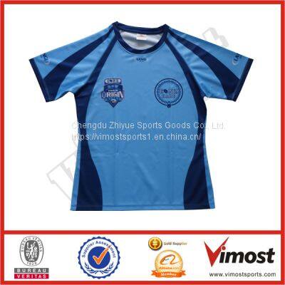 Custom Sublimation Blue and Black Rugby Jersey Design for You