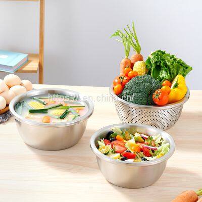 304 Stainless Steel Multi-purpose Dish Mixing Bowl Salad Bowl Kitchen Dish Set Basin photo-2