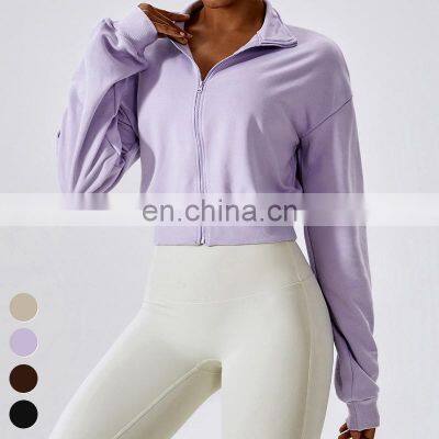 Custom Activewear Breathable Running Tops Workout Wear Full Zip Long Sleeve Gym Fitness Jackets Yoga Jacket For Women photo-4