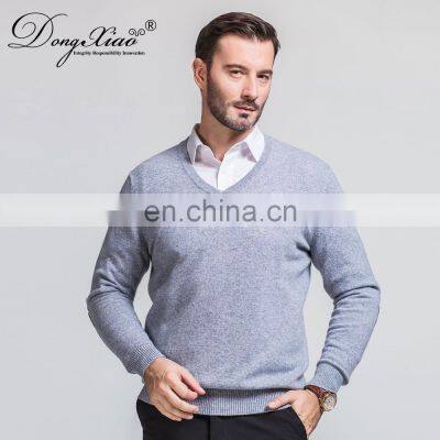 Wholesale 100% Merino Wool Men's V-Neck Pullover Sweater Custom Logo Loose Fit for Spring photo-6