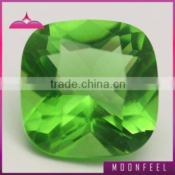 hot sale apple green square shape glass stone for jewelry