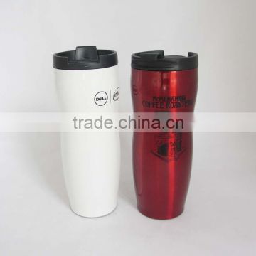 14oz high quality custom non spill double wall stainless steel thermos travel mug with screw lid