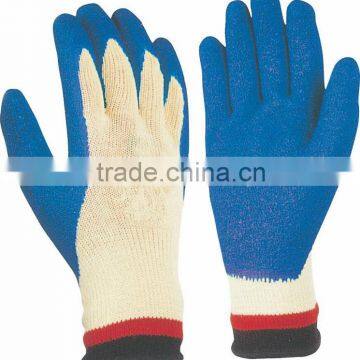 cotton coated with latex working gloves, wrinkle palm