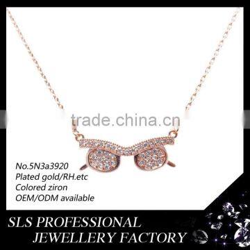 Lovely glasses 18K/22K/24K gold plated necklace, fashion jewelry wholesale rose pendant necklace in China