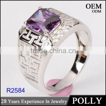 Custom 925 sterling silver jewelry men amethyst rings