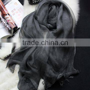 Fashion Luxury Tie Dye Double Layer Wool Cotton and 100% Real Silk Scarf for Women Quality Choice