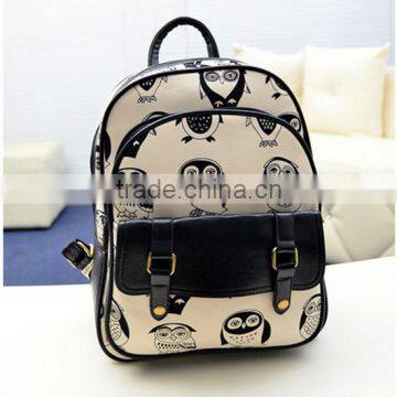 2015 Cute Owl Pattern Fashion New School Backpack