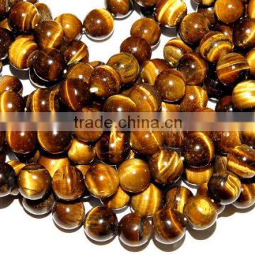 Tiger Eye Smooth Beads Round Shape 16" Inches 10MM Approx 100% Natural 1 String Good Quality On Wholesale Price.