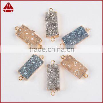 Natural Agate Titanium Druzy Bar Connector Gold Plated photo-5