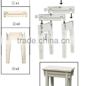 KD Handmade New Rectangular Distressed Wooden Bathroom Stool photo-2