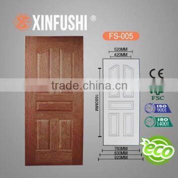 Natural veneer or recon/engineering teak veneer faced MDF moulded door