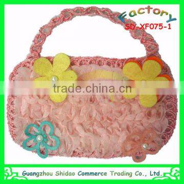 Ladies handbag design new style popular selling chiffon decoration flower