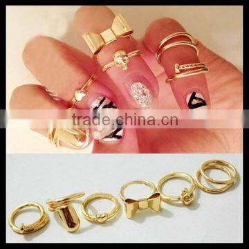 Fashion cute KCgold Bow 5 set Midi finger Knuckle Ring for girl