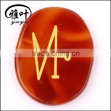 45*35*7mm Carnelian Engraved Gemstone Reiki Healing Stone Set photo-2