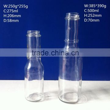 long neck 250ml 500ml sauce glass bottle with metal cap