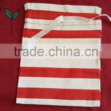 Red Stripes Printed Bag With Ribbon Drawstring photo-2