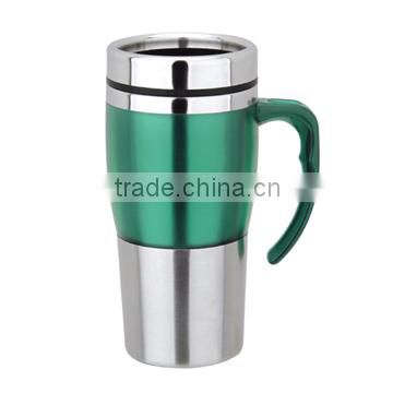 3Colors double wall stainless steel travel mug with handle