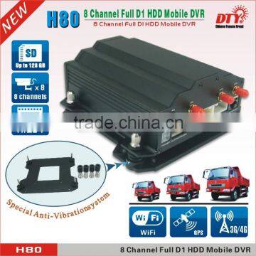 8Ch HDD Mobile DVR Recorder with dual SD Card alot, dvr with 4G/3G / GPS / GPRS / WIFI / USB mouse / Email,H80 series