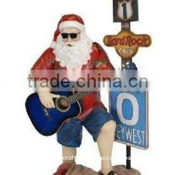 Polyresin figurine santa claus with guitar prd7