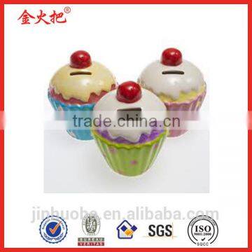 custom resin tin cupcake coin bank for kids