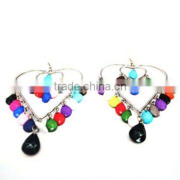 Heart shape earring/heart shape dangle earring/heart shaped crystal earring XB027