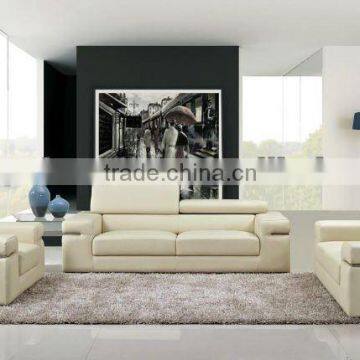 Beige real leather living room 3+2+1 sofa set designs furniture