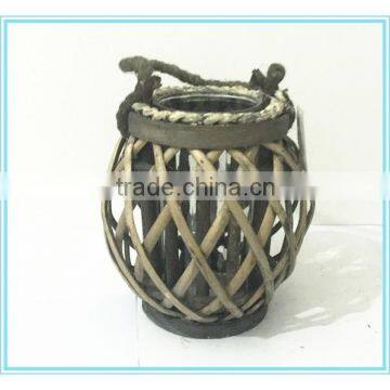 Fulaishan Hot Sale Willow Round Bowl Candle Stand/hurricane With Round Glass