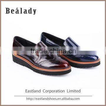 Cheap Wholesale Fashion Burnished Polish Genuine Leather Lace up Women Shoes photo-4