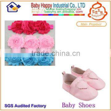 girl headband and leather shoes for babies