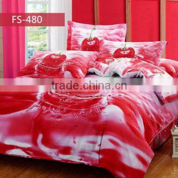 3D flowers,fruit 100%cotton reactive printed bedding sets 4 pcs