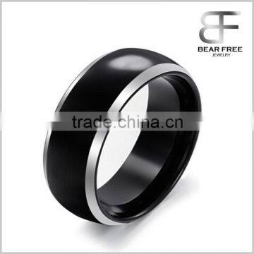 8mm Black Tungsten Carbide Ring Wedding Engagement Band Domed Bright Polished Finish