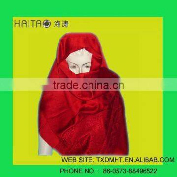 red fashion jaquard pashmina shawl with high quality with by acrylic an elastics blend