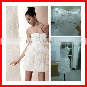 Special Price On Sale Sexy Mini Feather Beaded Real Party Dresses Girl Prom Dress