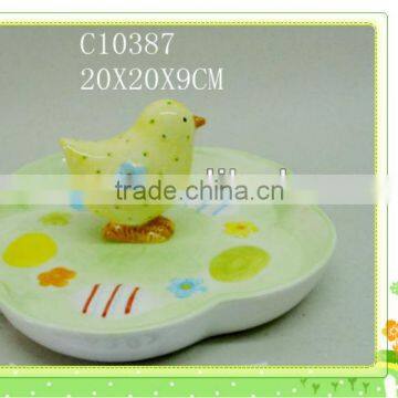 ceramic chicken shapler plate