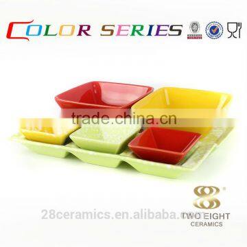 Wholesale restaurant enamelware, square bisque ceramic serving set