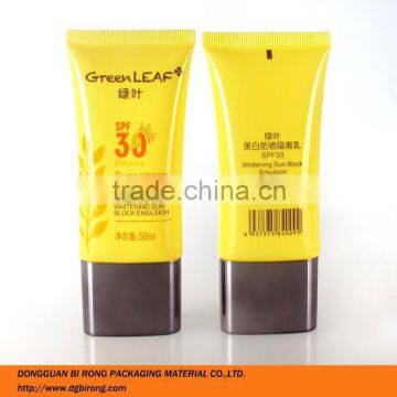 super flat shaped whitening sun block emulsion cosmetic tubes 50ml