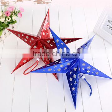 Card paper star shape lantern with illumination accessory