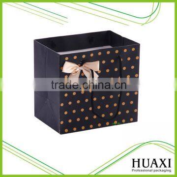 Custom recyclable paper gift bags with logo with ribbon handles