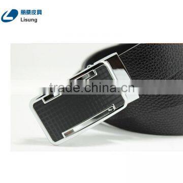 Top Layer Leather Men's Business Auto Lock Buckle Belt Without Holes