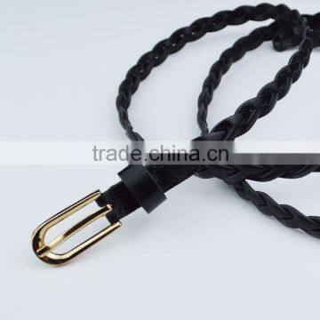 Fashion Ladies Skinny Braided PU Belt for Ladies