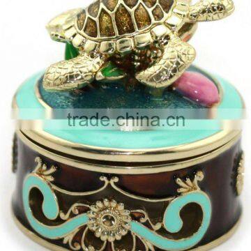 metal alloy turtle trinket jewelry box with magnet closure,good quality and various designs,pass SGS factory audit