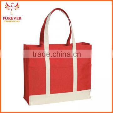 Hot Selling Customized Logo 600D Tow Tone Tote Bag With Contrasting Shopping Tote Bag photo-6