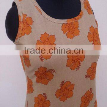 Single jersey hojari fabric / 100% screen printed floral design pattern girls wear top's & t-shirts