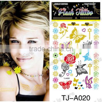 2015 new butterfly tatoo design Flashing temporary tattoo sticker