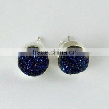 Exotic ! Druzy 925 Sterling Silver Earring, Online Silver Jewelry, Silver Jewelry